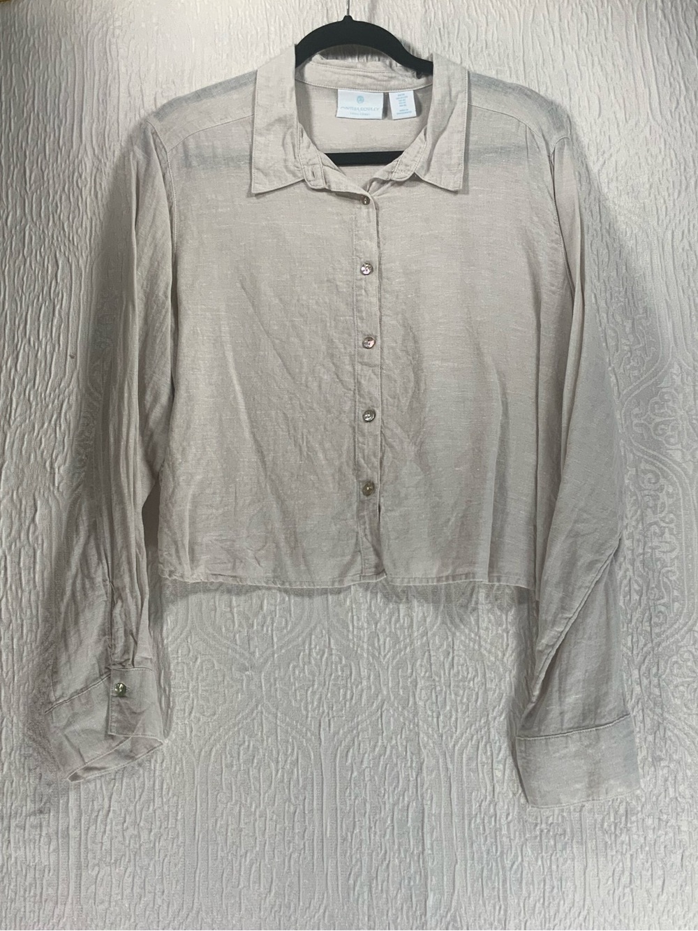 Cynthia Rowley Light Beige linen Button-Front Women's Shirt
